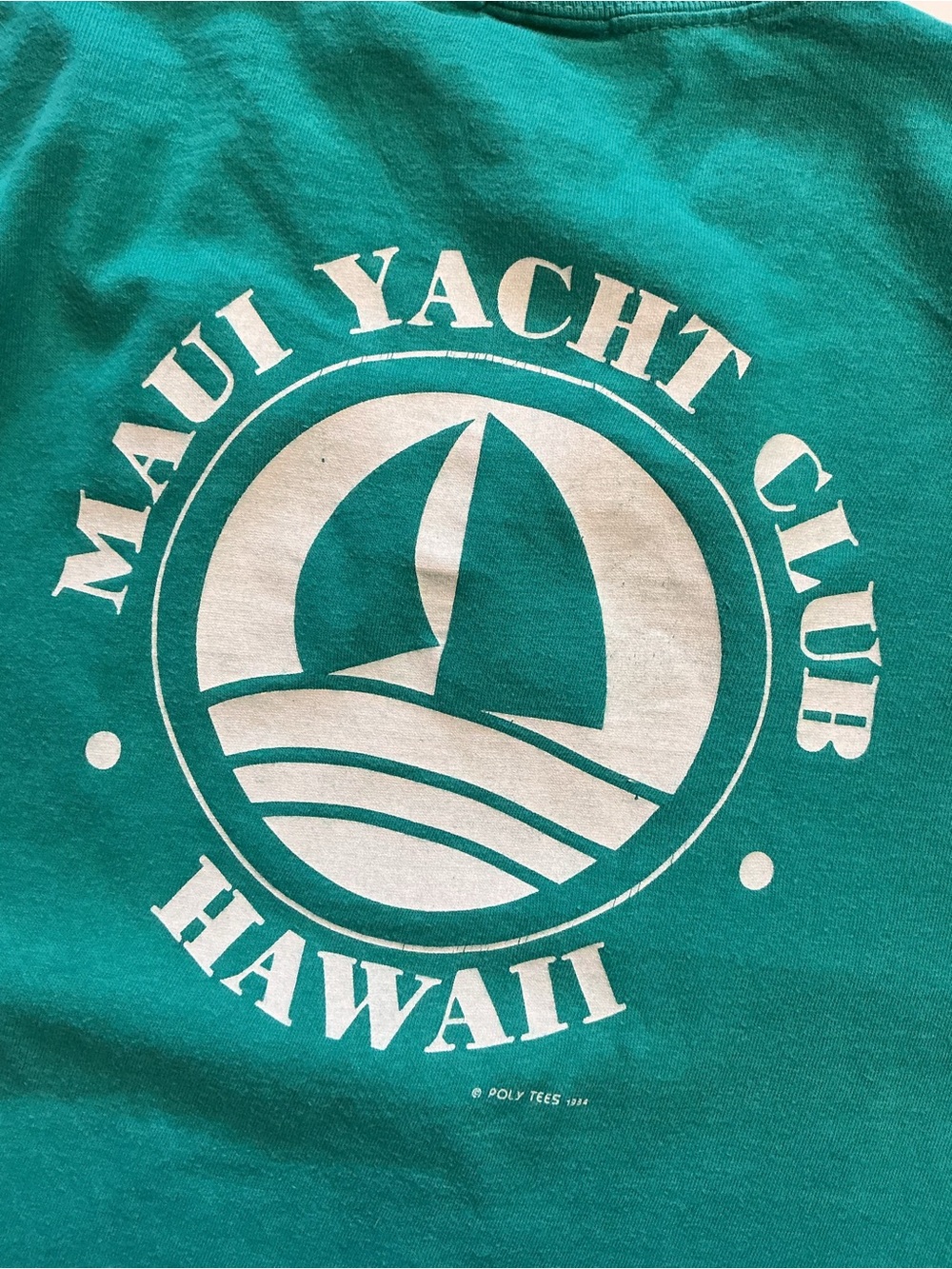 Vintage 1984 Super Cru Poly Tees Maui Yacht Club Hawaii Sailboat T-Shirt